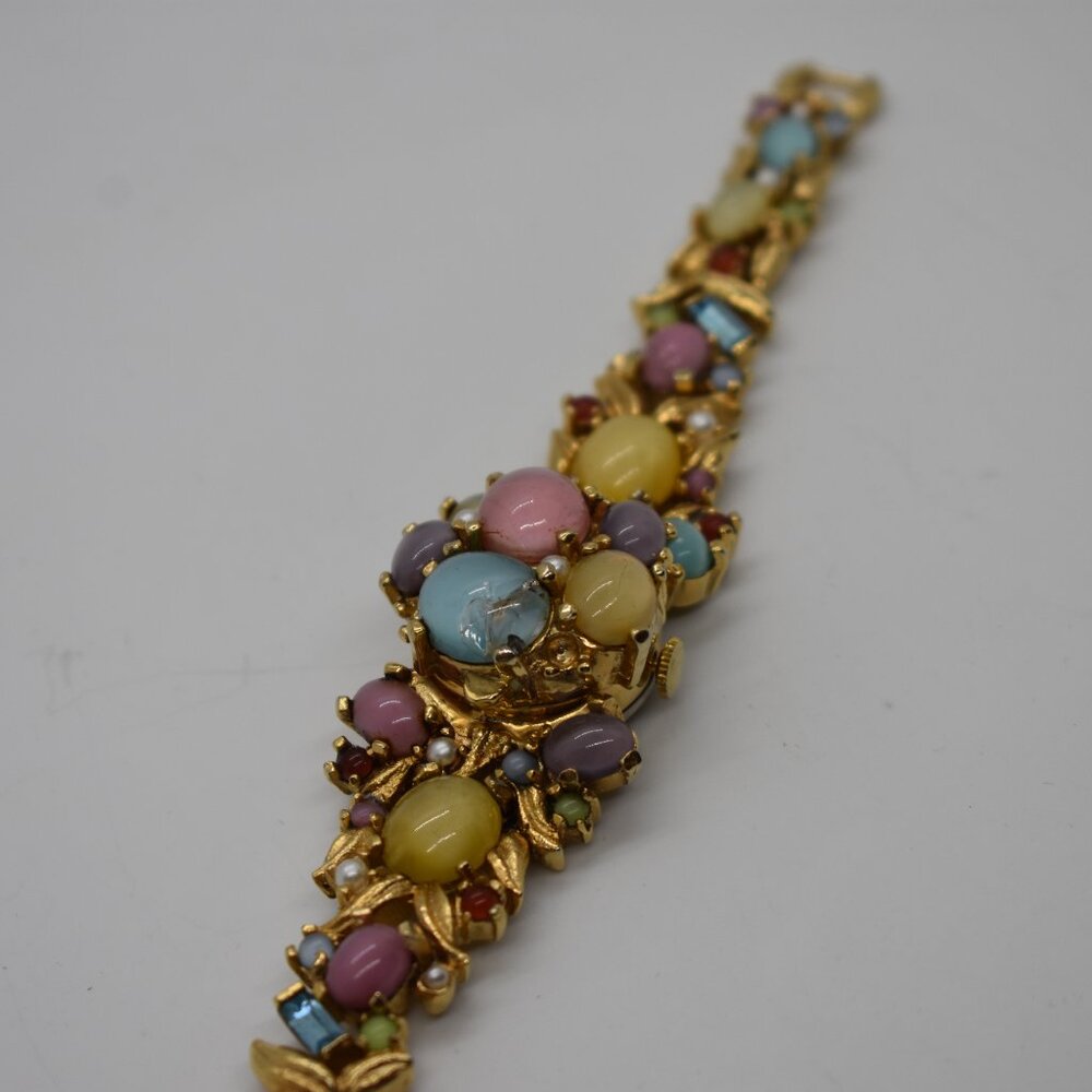 1950's Crawford Moonglow Bejeweled Watch - Picture 1 of 10